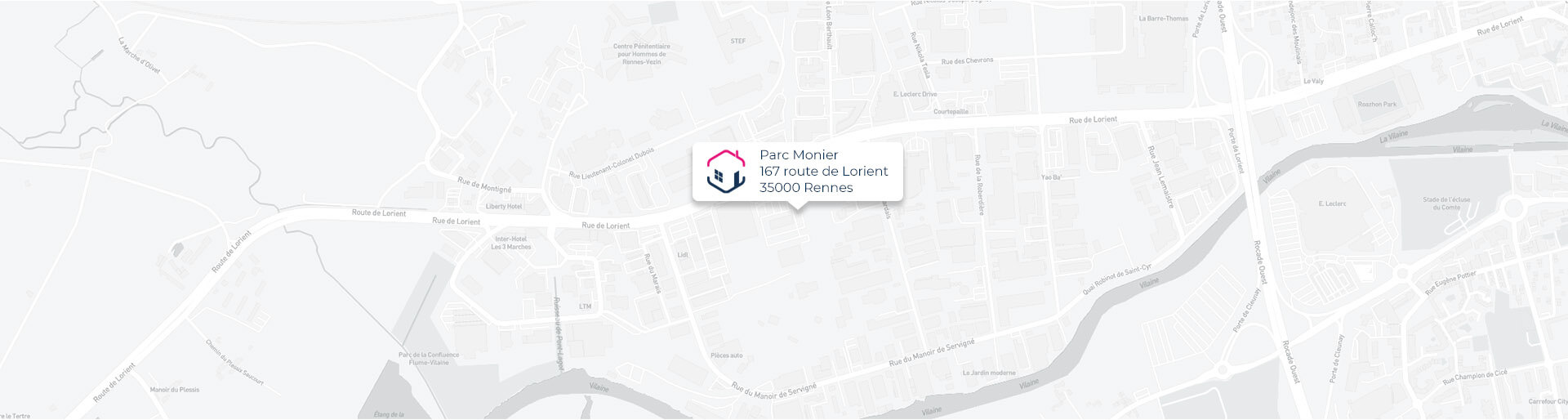 Plan de l'agence de Rennes IMMO9 située Parc Monier 167, route de Lorient 35000 Rennes tel: tel:0230964860