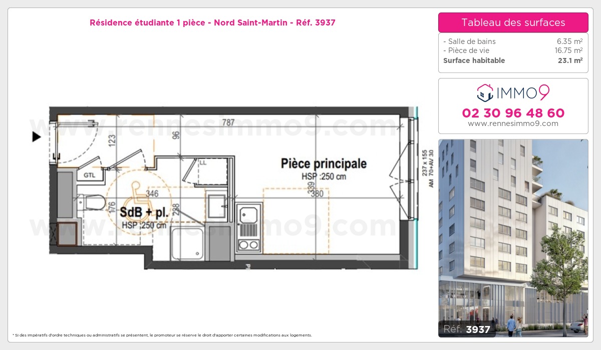 Plan et surfaces, Programme neuf Rennes : Nord Saint-Martin Référence n° 3937