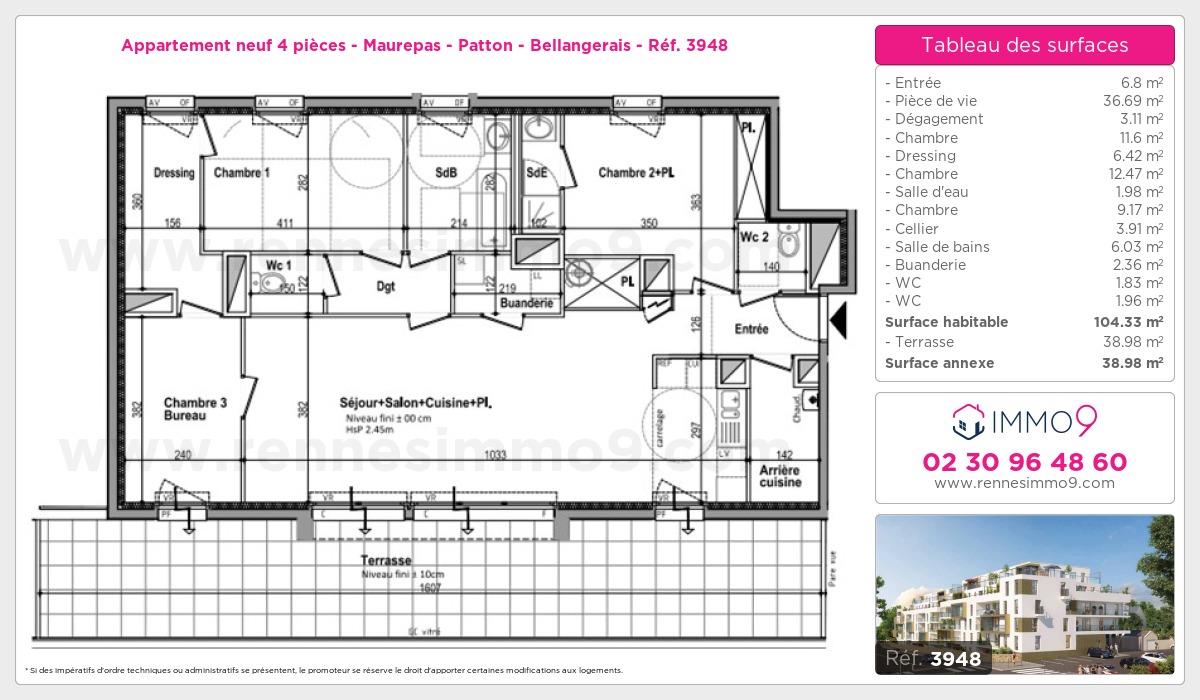 Plan et surfaces, Programme neuf  Référence n° 