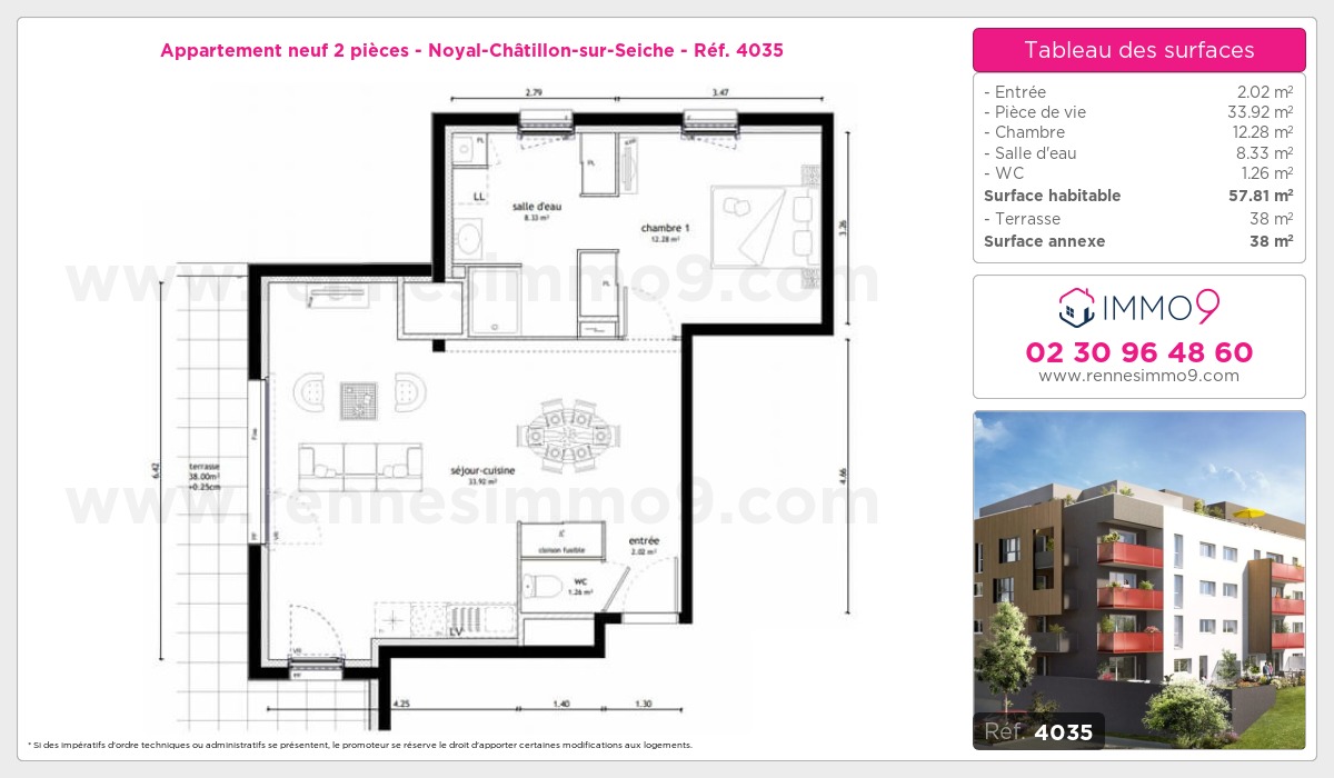 Plan et surfaces, Programme neuf Noyal-Châtillon-sur-Seiche Référence n° 4035