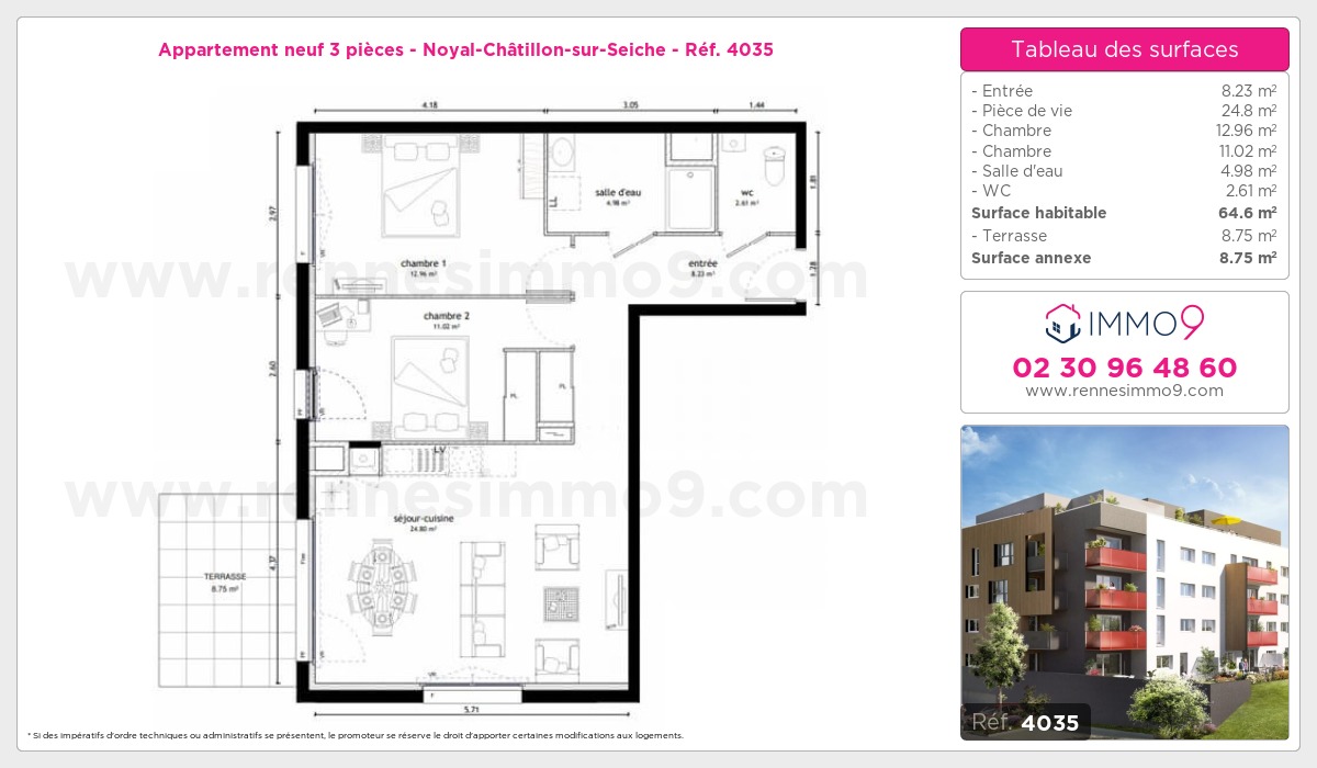 Plan et surfaces, Programme neuf Noyal-Châtillon-sur-Seiche Référence n° 4035