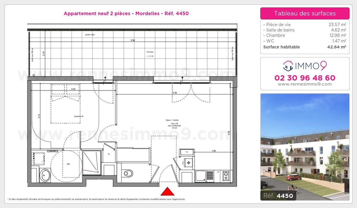Plan et surfaces, Programme neuf Mordelles Référence n° 4450