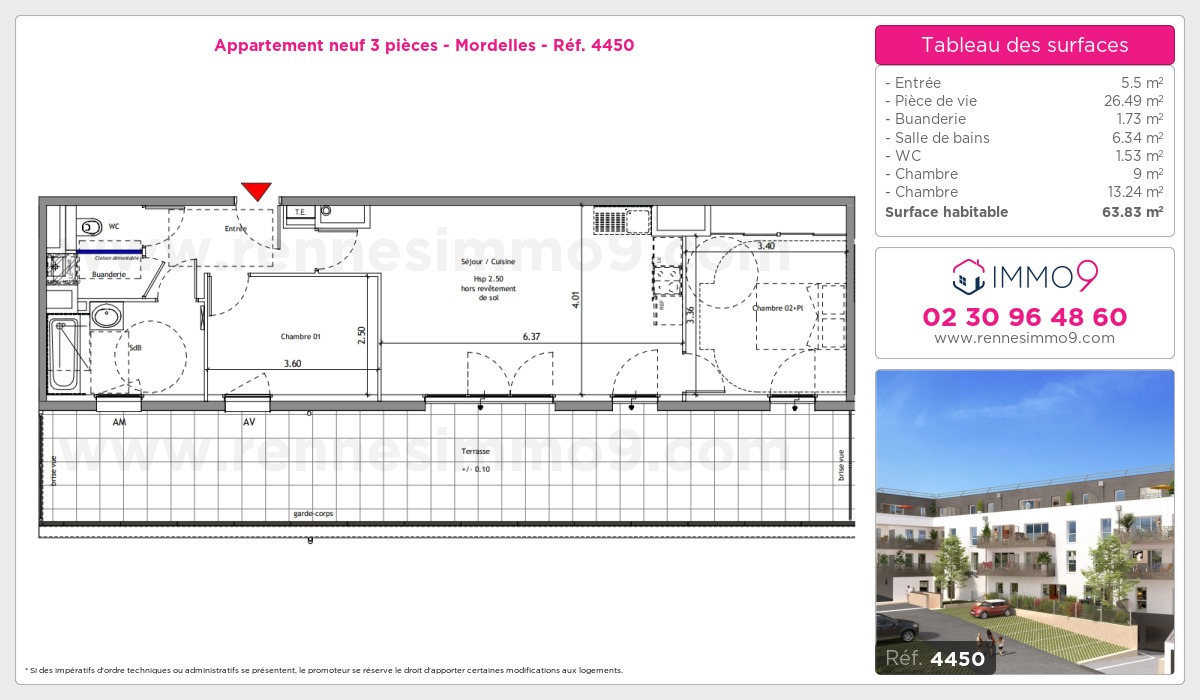Plan et surfaces, Programme neuf Mordelles Référence n° 4450