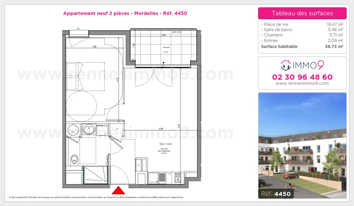 Plan et surfaces, Programme neuf Mordelles Référence n° 4450