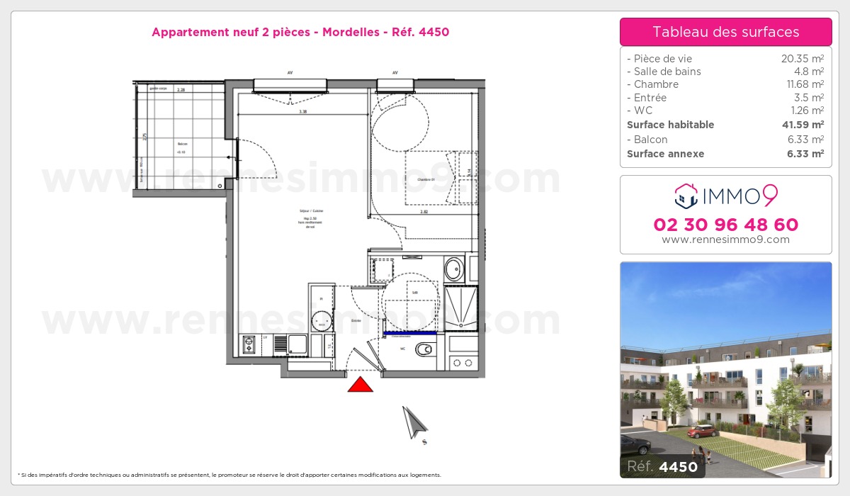 Plan et surfaces, Programme neuf Mordelles Référence n° 4450