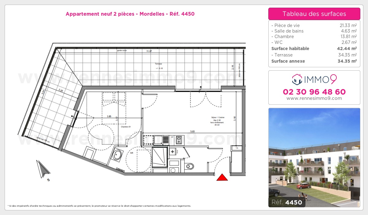 Plan et surfaces, Programme neuf Mordelles Référence n° 4450