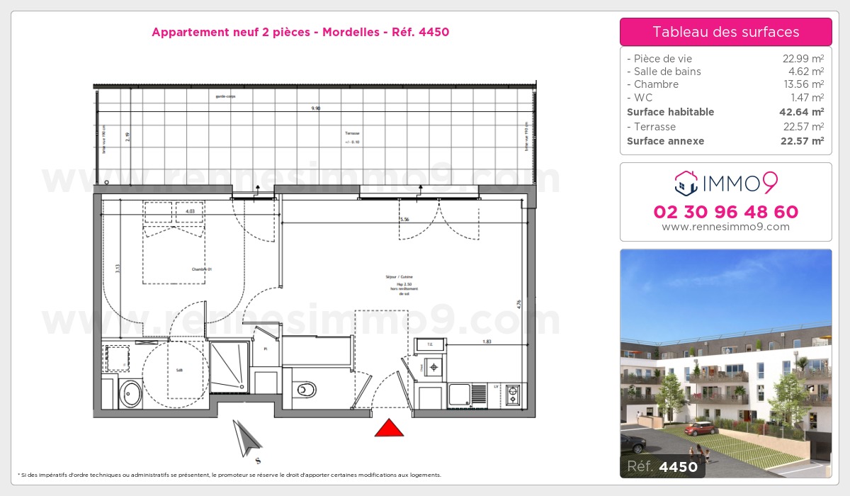 Plan et surfaces, Programme neuf Mordelles Référence n° 4450