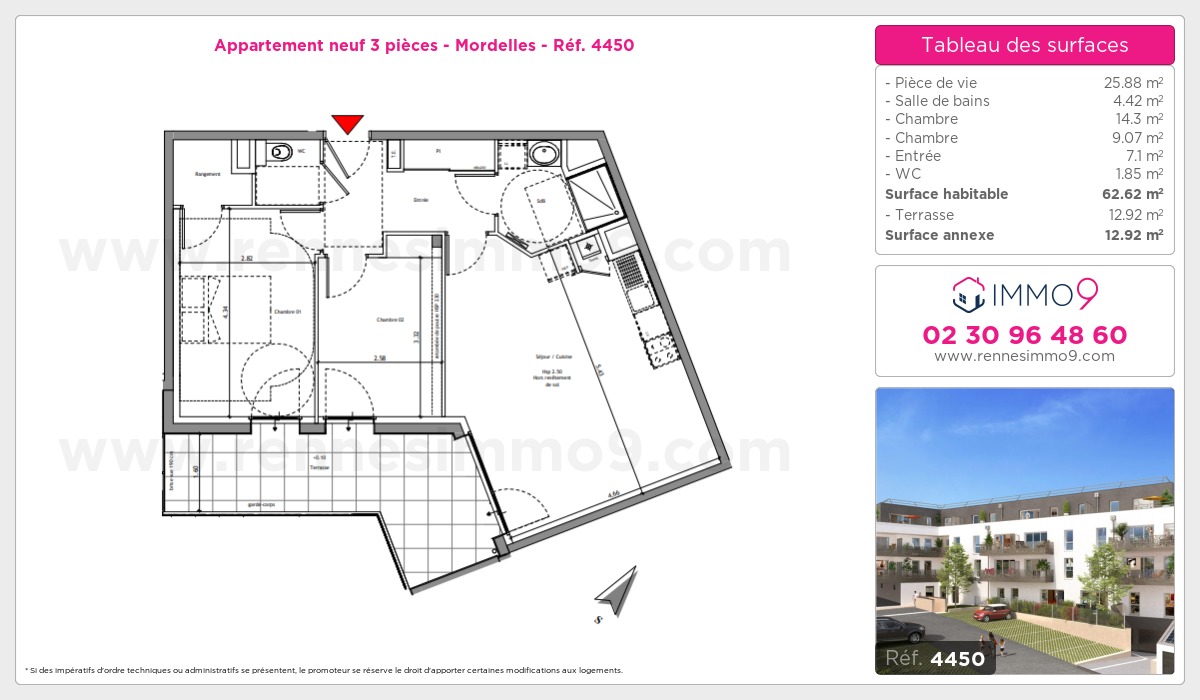 Plan et surfaces, Programme neuf Mordelles Référence n° 4450