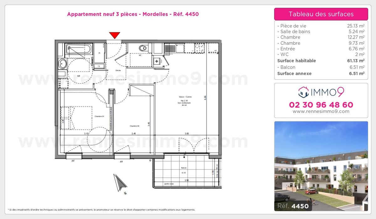 Plan et surfaces, Programme neuf Mordelles Référence n° 4450