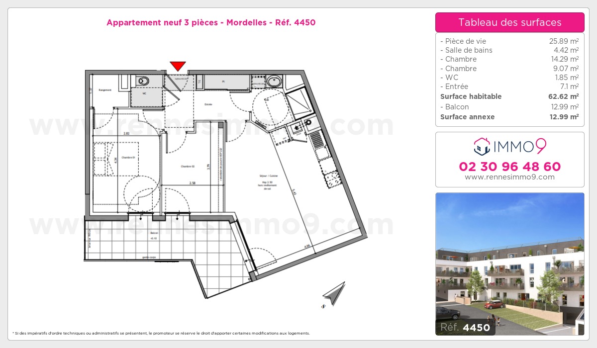 Plan et surfaces, Programme neuf Mordelles Référence n° 4450