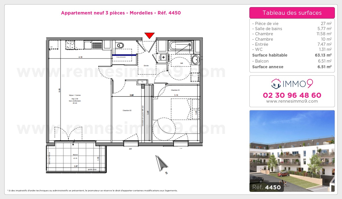 Plan et surfaces, Programme neuf Mordelles Référence n° 4450