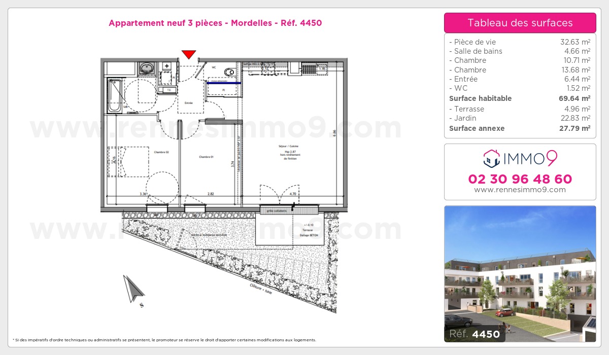 Plan et surfaces, Programme neuf Mordelles Référence n° 4450