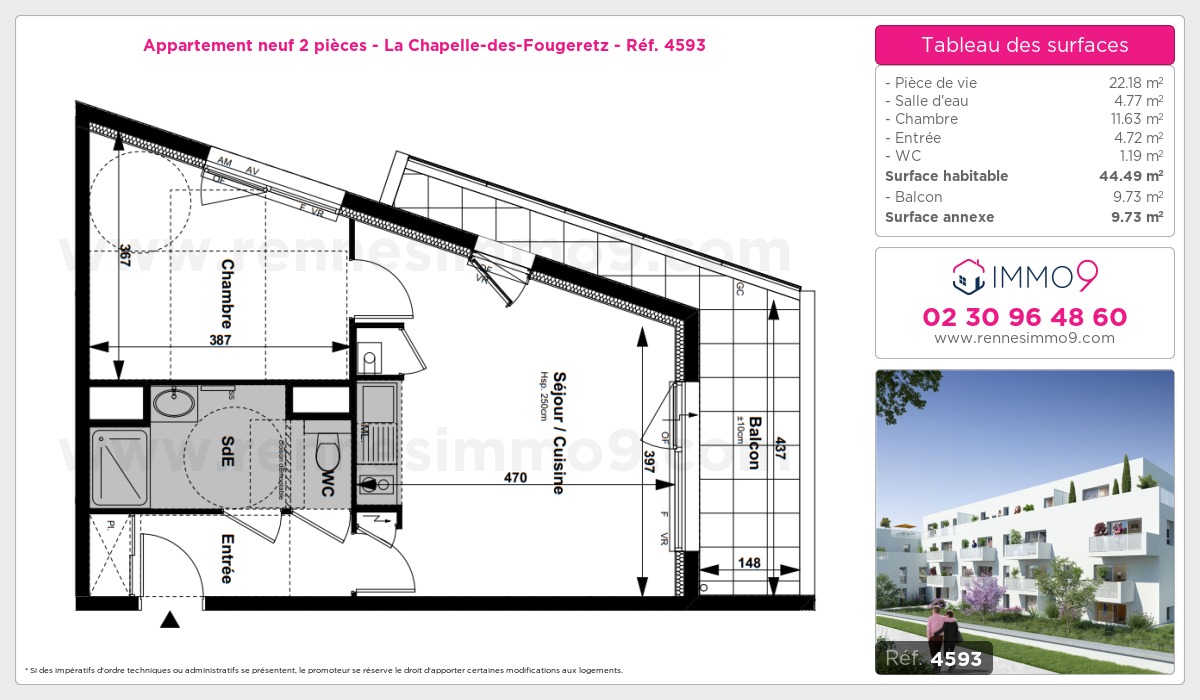 Plan et surfaces, Programme neuf Chapelle-des-Fougeretz Référence n° 4593