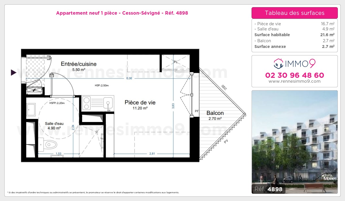 Plan et surfaces, Programme neuf Cesson-Sévigné Référence n° 4898