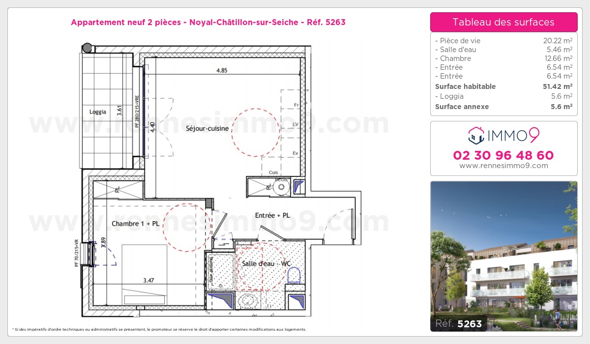 Plan et surfaces, Programme neuf Noyal-Châtillon-sur-Seiche Référence n° 5263