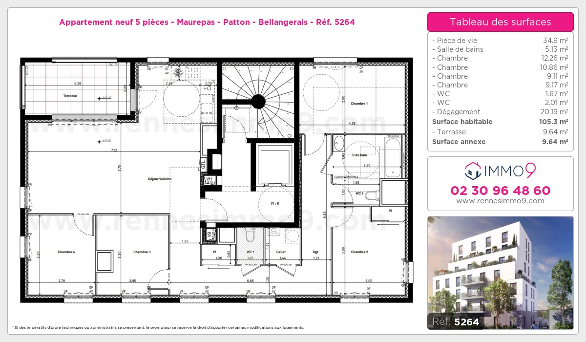 Plan et surfaces, Programme neuf Rennes : Maurepas - Patton - Bellangerais Référence n° 5264