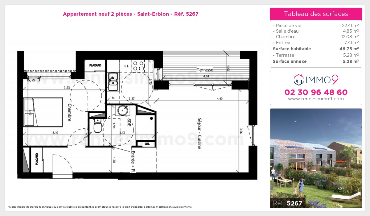 Plan et surfaces, Programme neuf Saint-Erblon Référence n° 5267