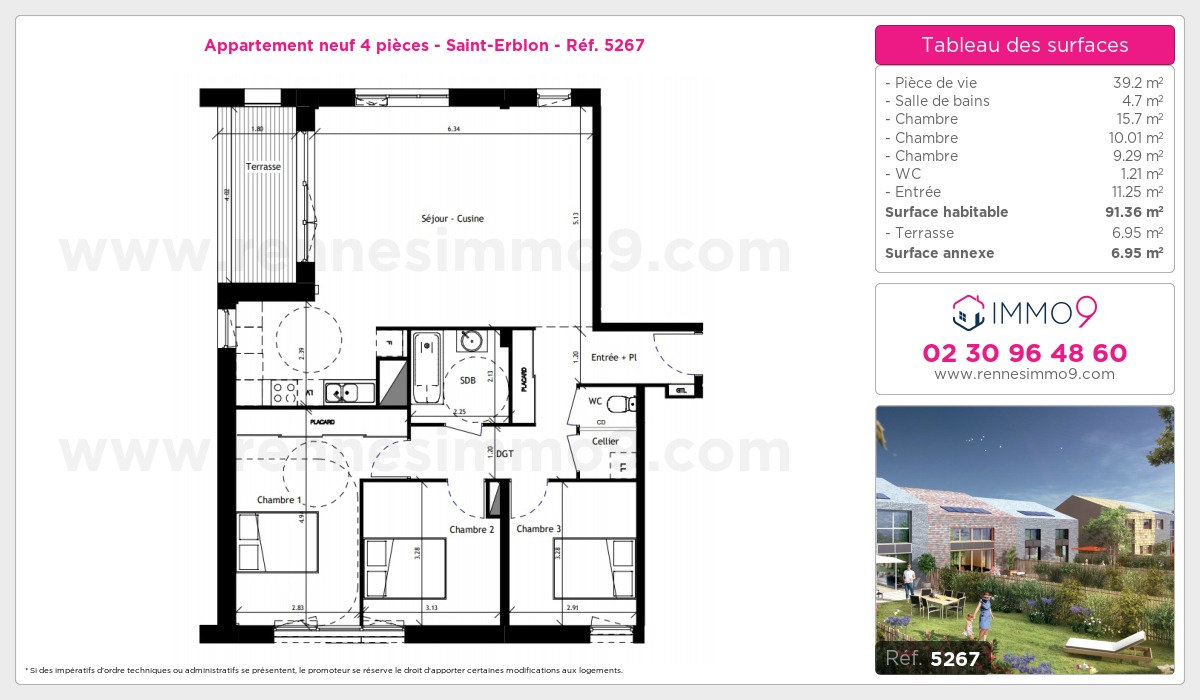 Plan et surfaces, Programme neuf Saint-Erblon Référence n° 5267