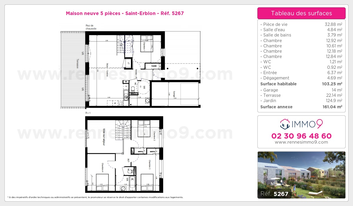 Plan et surfaces, Programme neuf Saint-Erblon Référence n° 5267