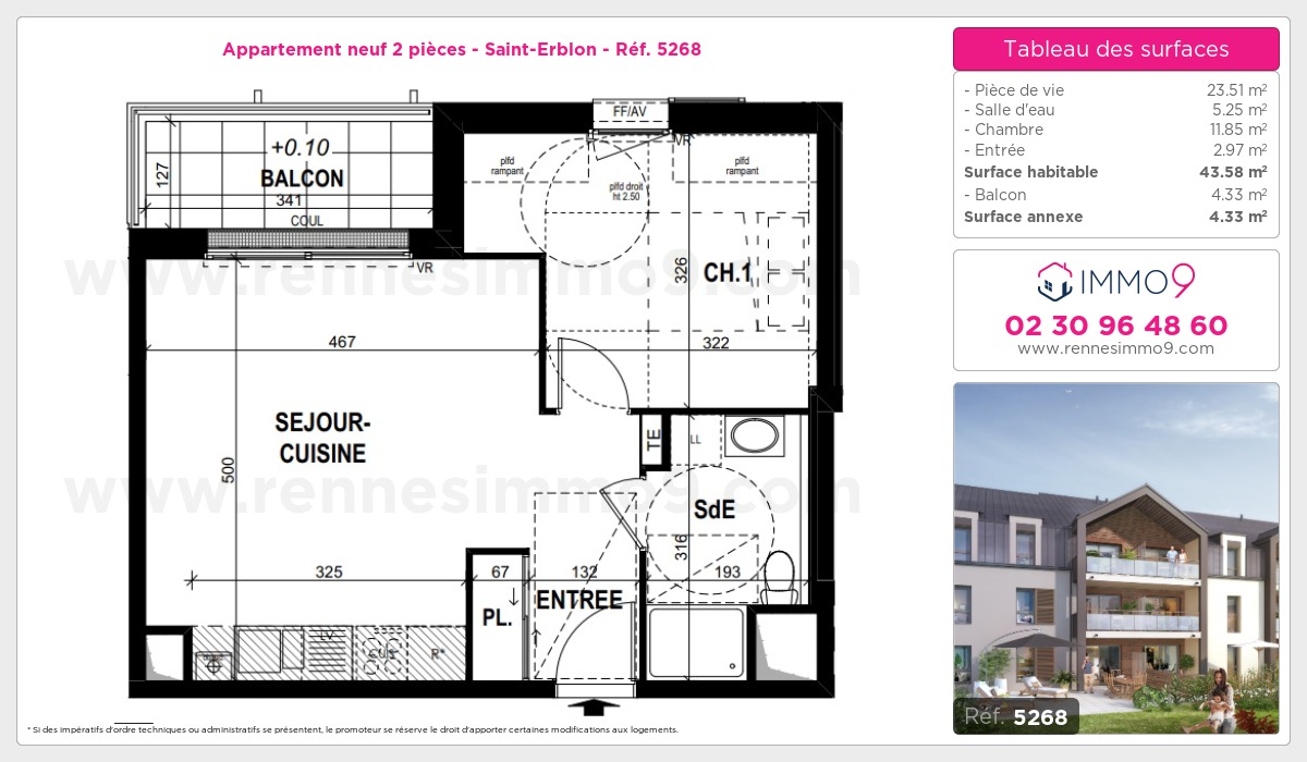 Plan et surfaces, Programme neuf Saint-Erblon Référence n° 5268