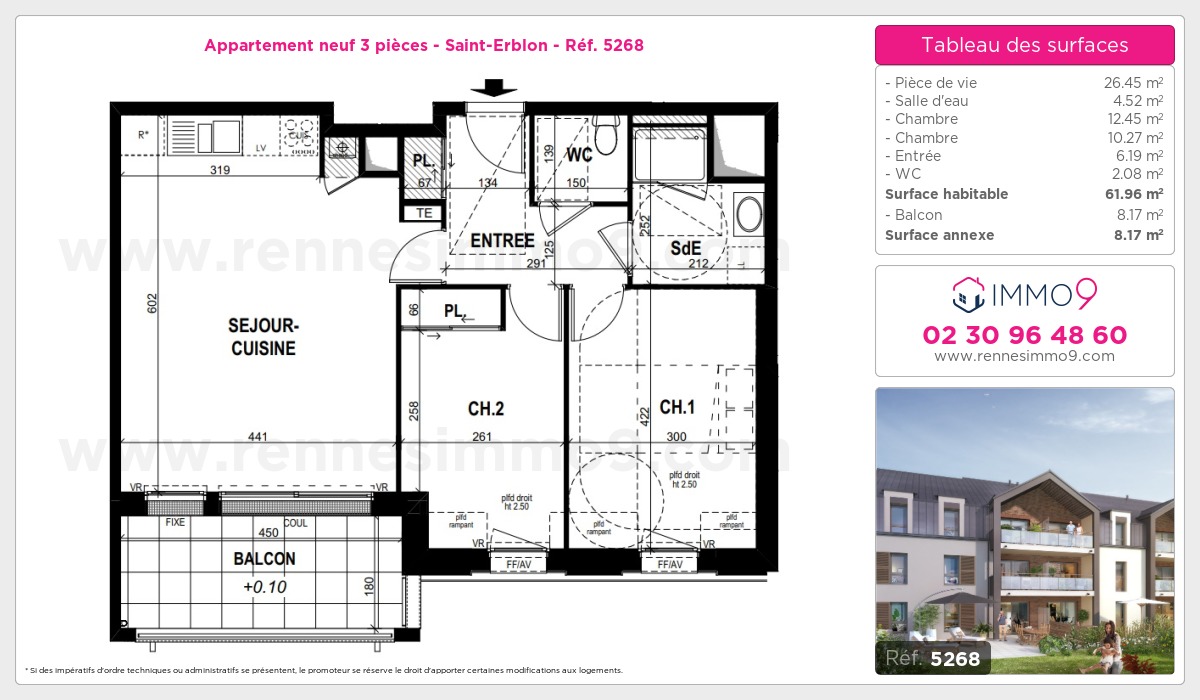 Plan et surfaces, Programme neuf Saint-Erblon Référence n° 5268