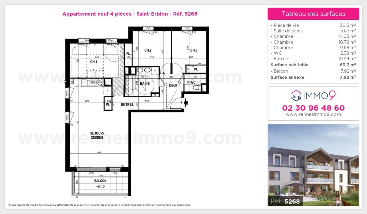 Plan et surfaces, Programme neuf Saint-Erblon Référence n° 5268