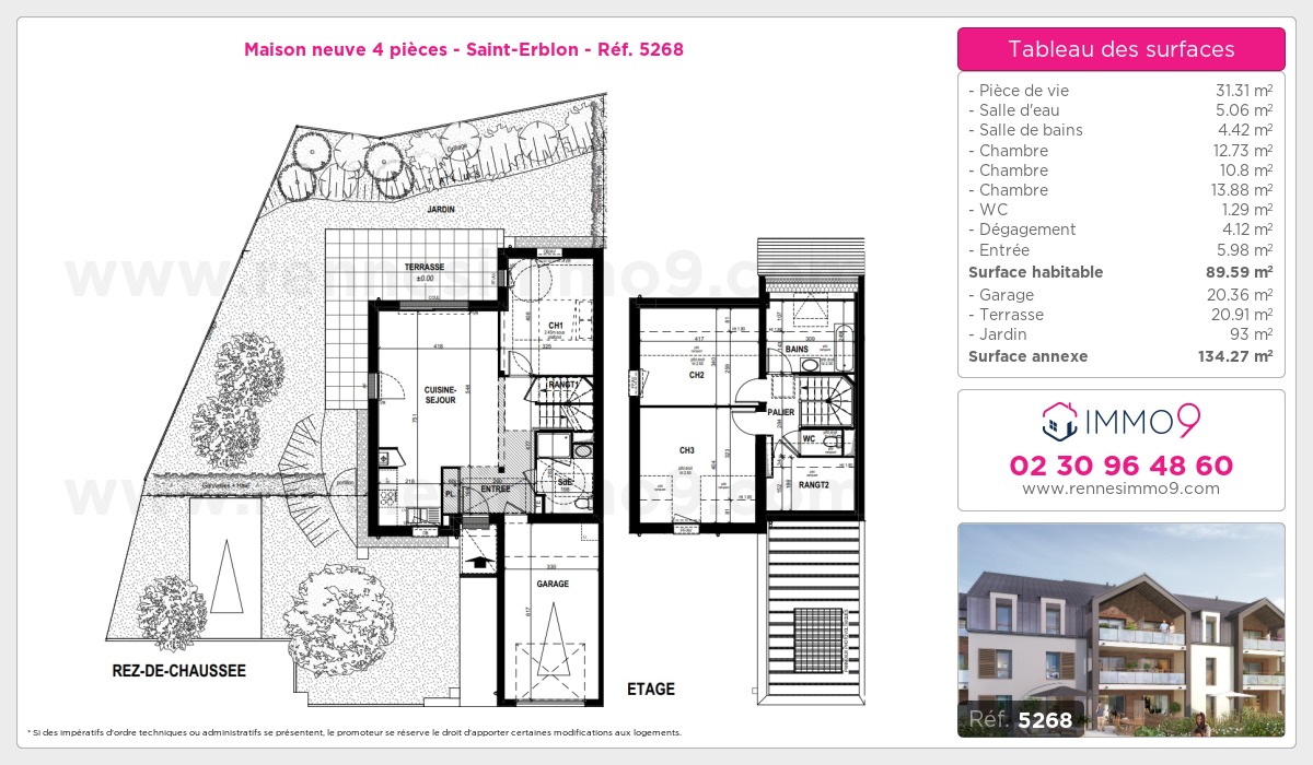 Plan et surfaces, Programme neuf Saint-Erblon Référence n° 5268