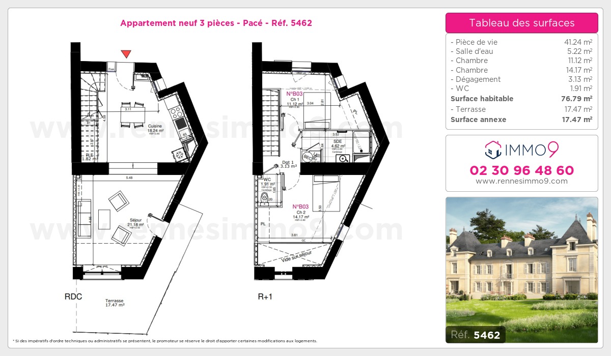 Plan et surfaces, Programme neuf Pacé Référence n° 5462