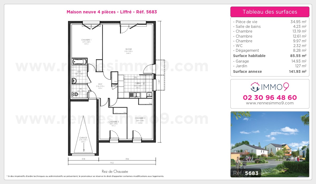 Plan et surfaces, Programme neuf Liffré Référence n° 5683