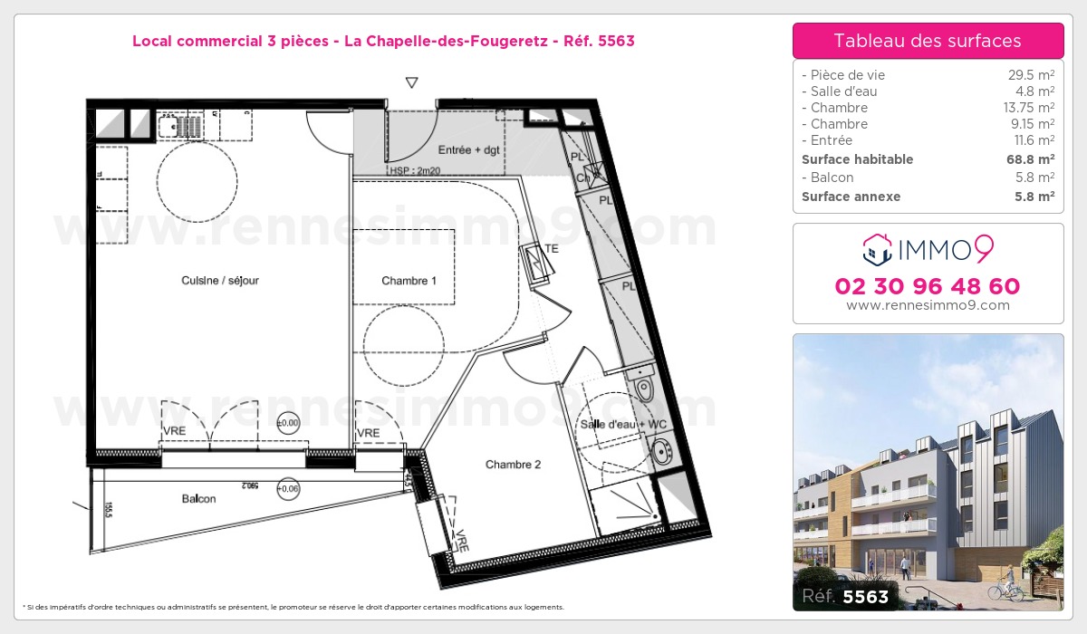 Plan et surfaces, Programme neuf Chapelle-des-Fougeretz Référence n° 5563