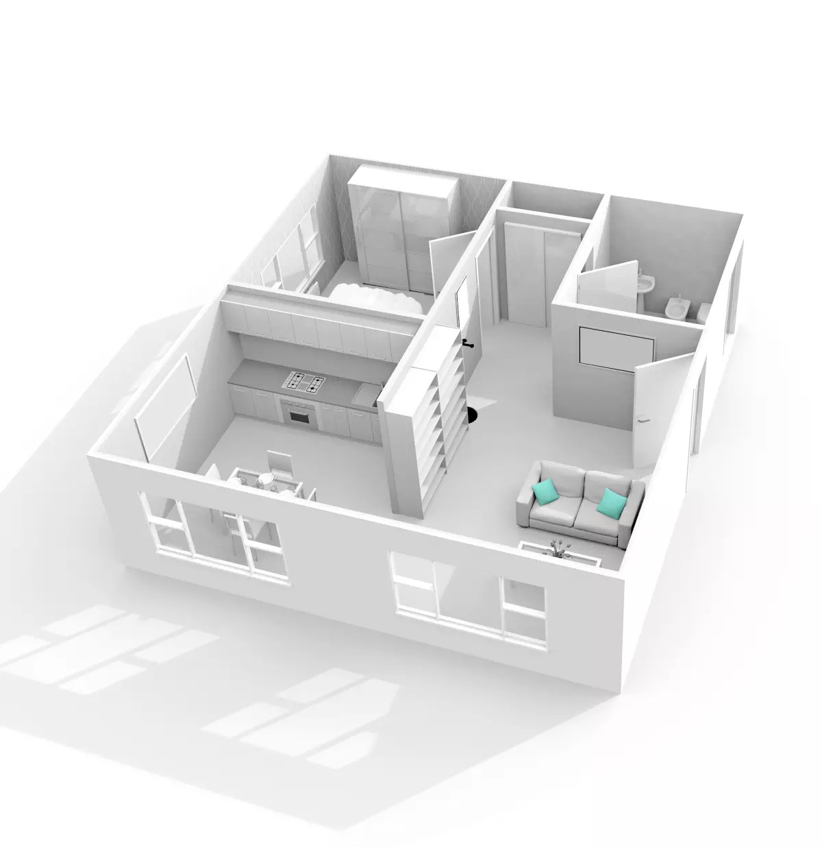 La Vente en l'État Futur d'Achèvement assure aux acheteurs plusieurs garanties-constructeur conseils investissement immobilier - Un plan d'un logement neuf en 3D