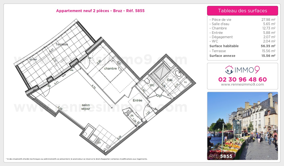 Plan et surfaces, Programme neuf Bruz Référence n° 5855