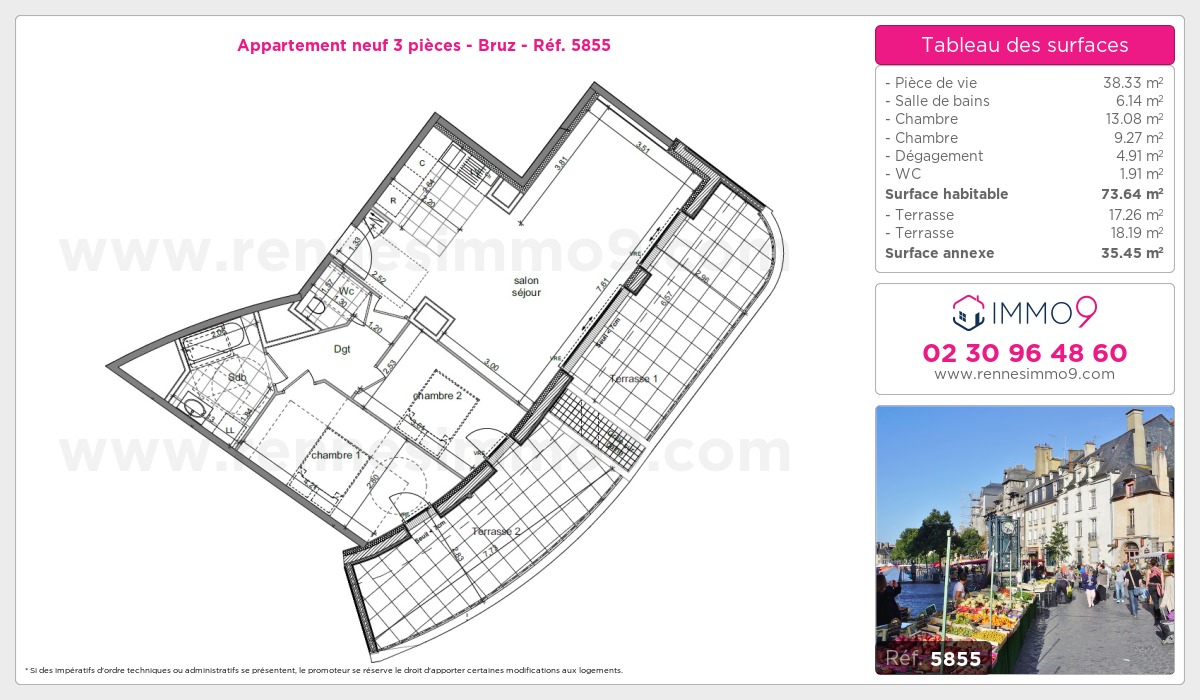 Plan et surfaces, Programme neuf Bruz Référence n° 5855