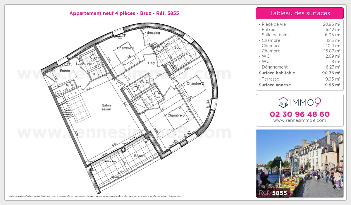 Plan et surfaces, Programme neuf Bruz Référence n° 5855