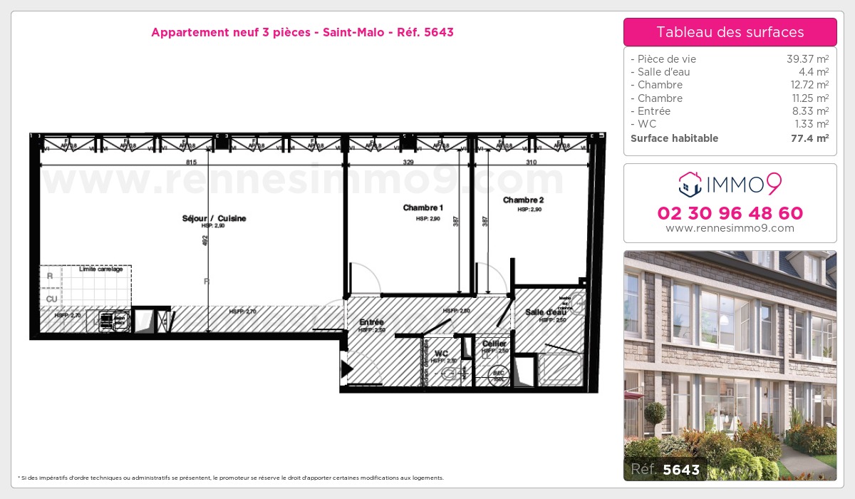 Plan et surfaces, Programme neuf Saint-Malo Référence n° 5643