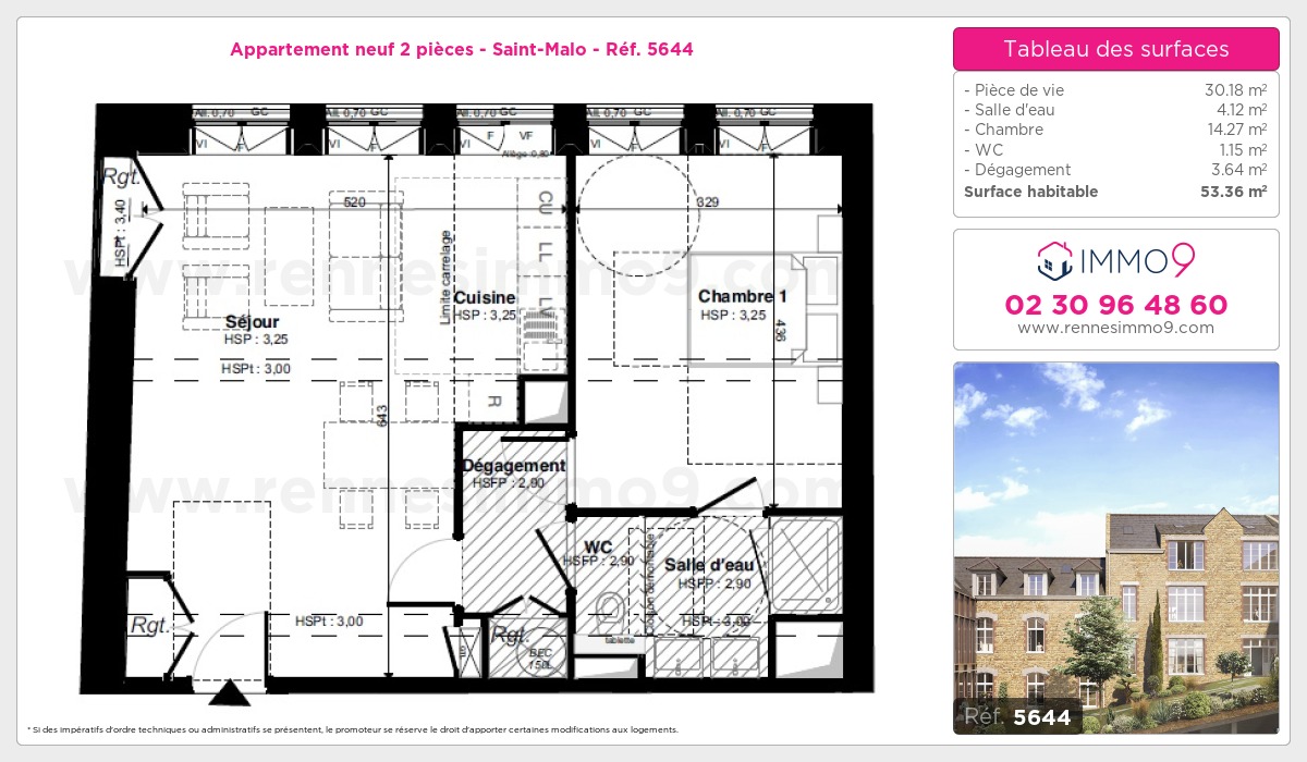 Plan et surfaces, Programme neuf Saint-Malo Référence n° 5644