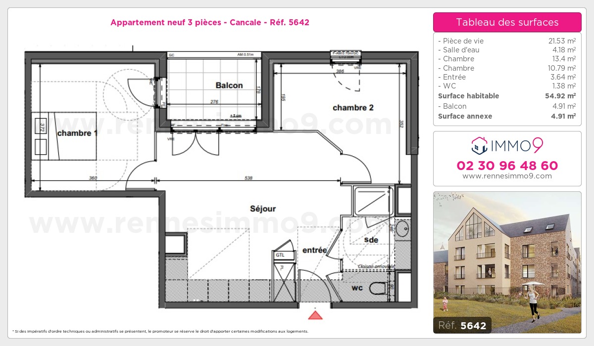 Plan et surfaces, Programme neuf Cancale Référence n° 5642