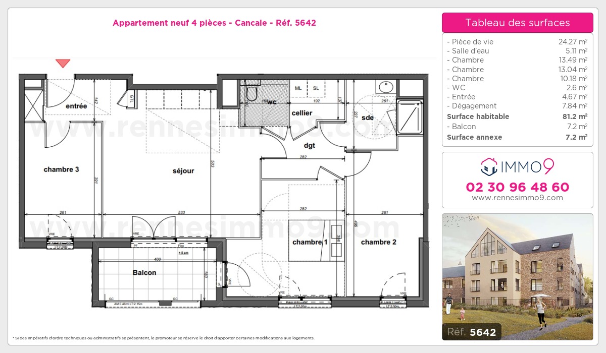 Plan et surfaces, Programme neuf Cancale Référence n° 5642