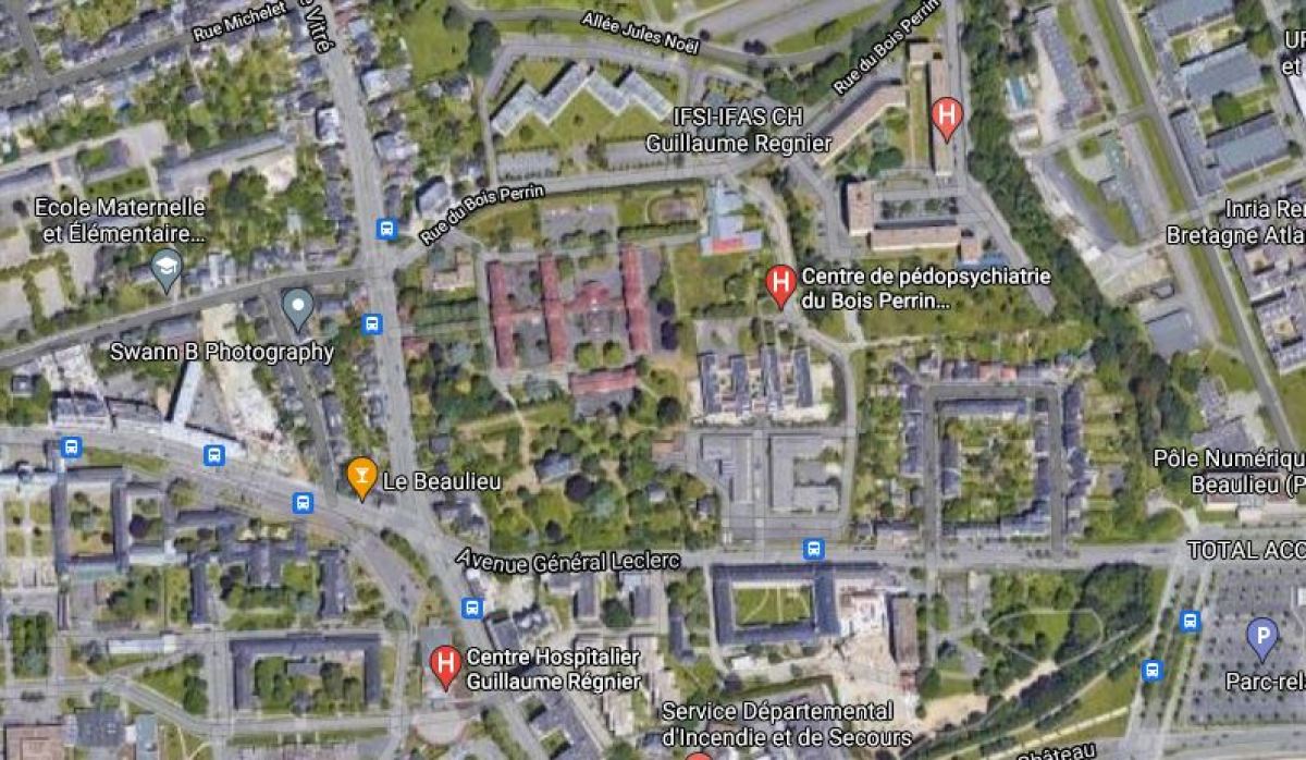 Bois Perrin à Rennes – Vue aérienne Google Map de la future ZAC du Bois Perrin