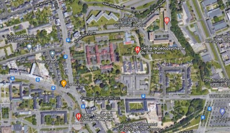  Bois Perrin à Rennes – Vue aérienne Google Map de la future ZAC du Bois Perrin