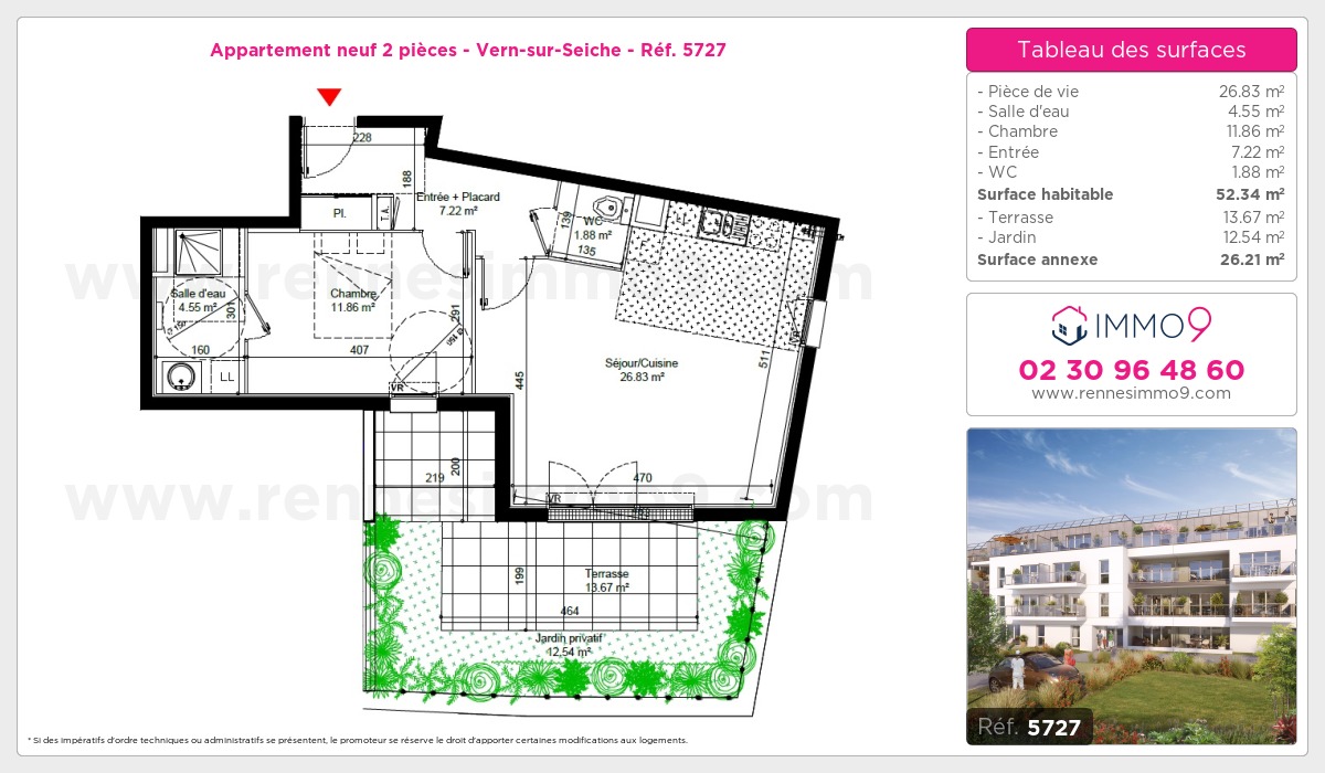 Plan et surfaces, Programme neuf Vern-sur-Seiche Référence n° 5727