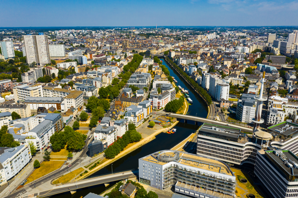 quartier de la gare rennes - vue aérienne sur la ville de Rennes et ses résidences neuves