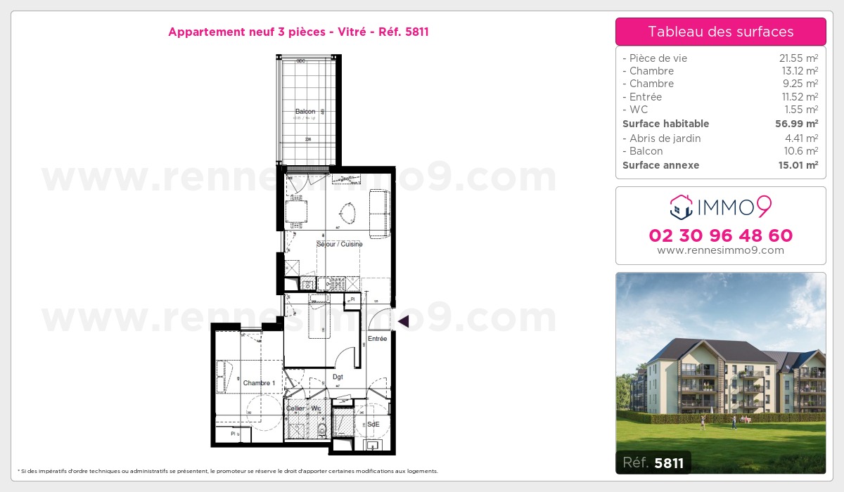 Plan et surfaces, Programme neuf Vitré Référence n° 5811