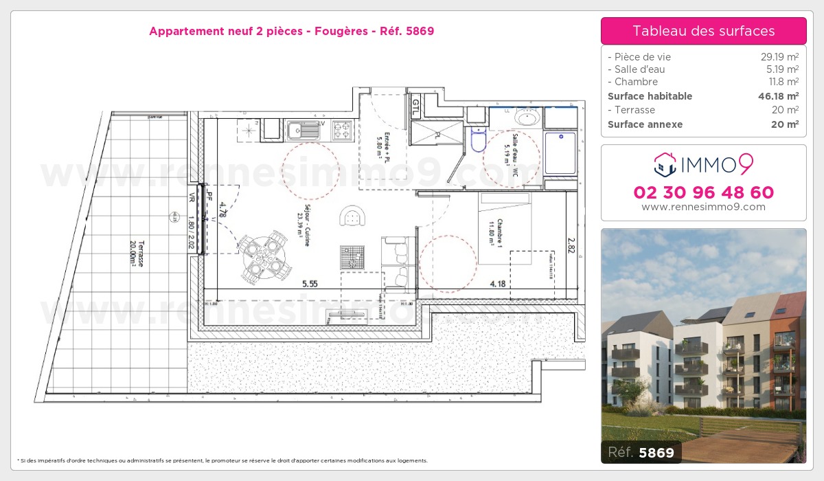 Plan et surfaces, Programme neuf Fougères Référence n° 5869