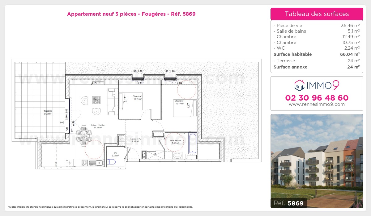 Plan et surfaces, Programme neuf Fougères Référence n° 5869