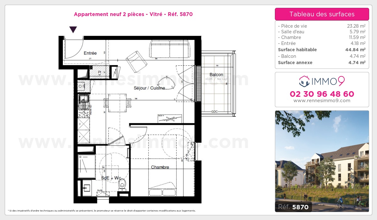 Plan et surfaces, Programme neuf Vitré Référence n° 5870