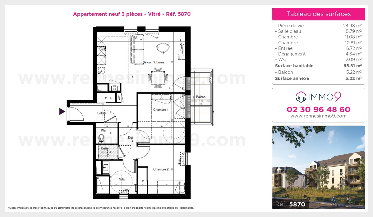 Plan et surfaces, Programme neuf Vitré Référence n° 5870