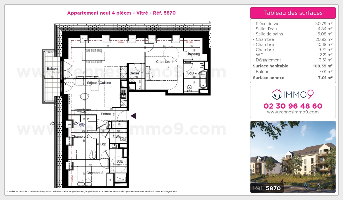 Plan et surfaces, Programme neuf Vitré Référence n° 5870