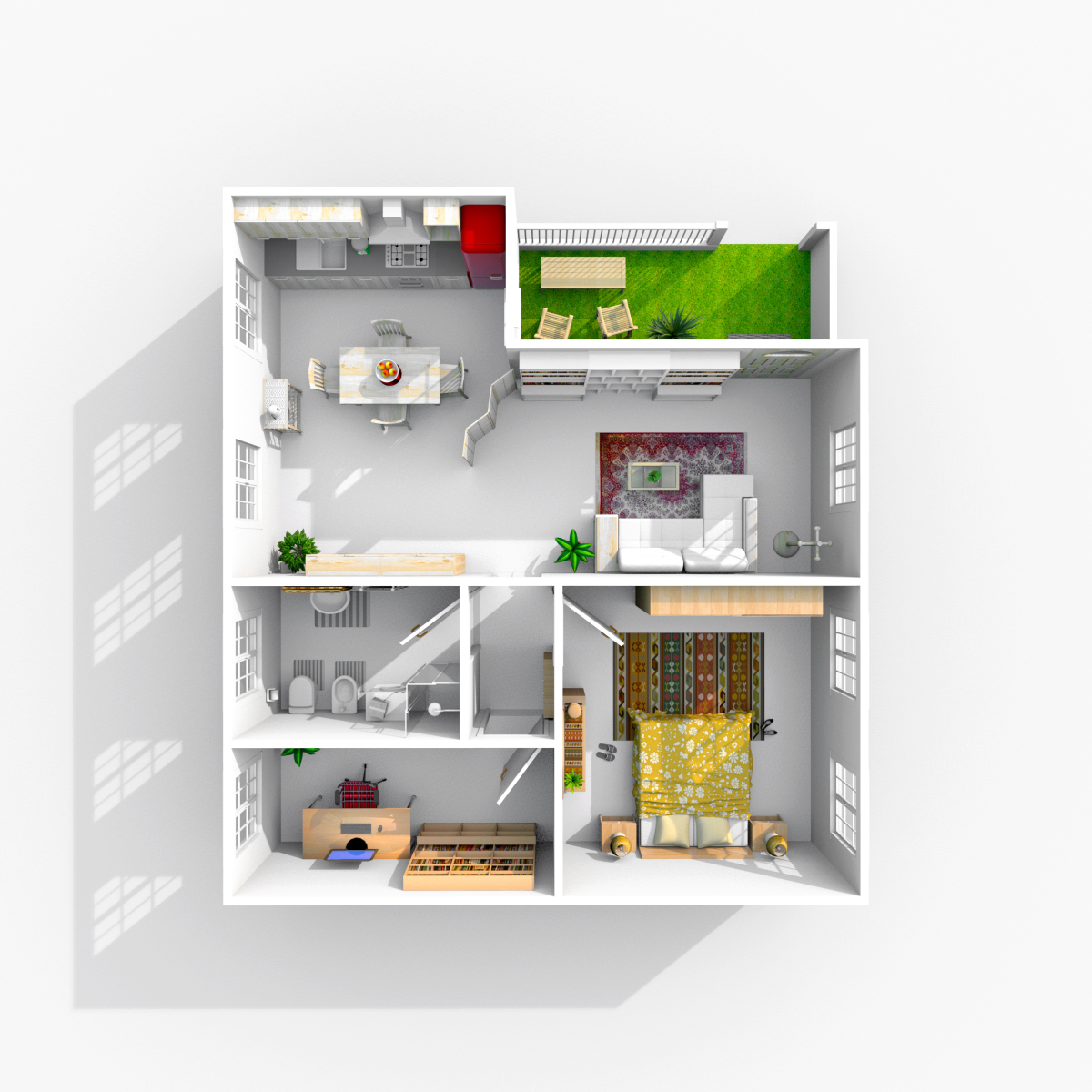 logement évolutif – plan d’un projet d’appartement aux cloisons modulables