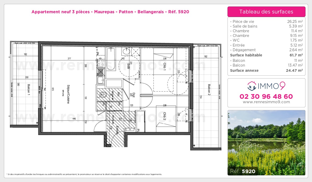 Plan et surfaces, Programme neuf Rennes : Maurepas - Patton - Bellangerais Référence n° 5920